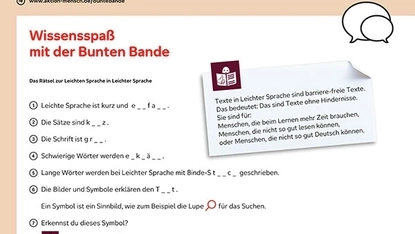 Arbeitsplatt zum Thema "Was ist Leichte Sprache?"