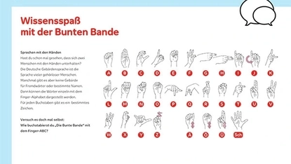 Informationsblatt mit dem Bunte Bander Finger-ABC