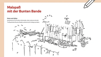 Malen nach Zahlen mit der Bunten Bande. Ein Arbeitsblatt.