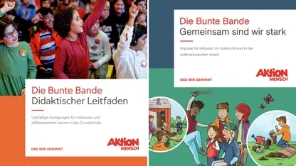 Deckblätter der pädagogischen Materialien zur Bunten Bande: Didaktischer Leitfaden sowie Impulse für Inklusion im Unterricht