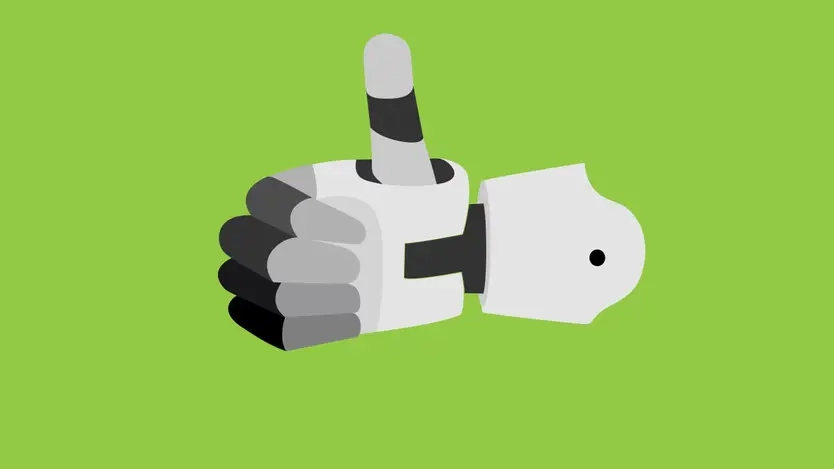 Grafik einer bionischen Hand, die den Daumen hoch hält.