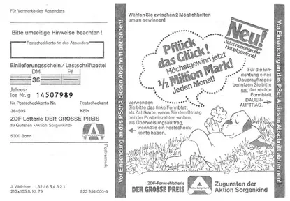 Ein Jahreslos der Aktion Sorgenkind aus dem Jahr 1978.