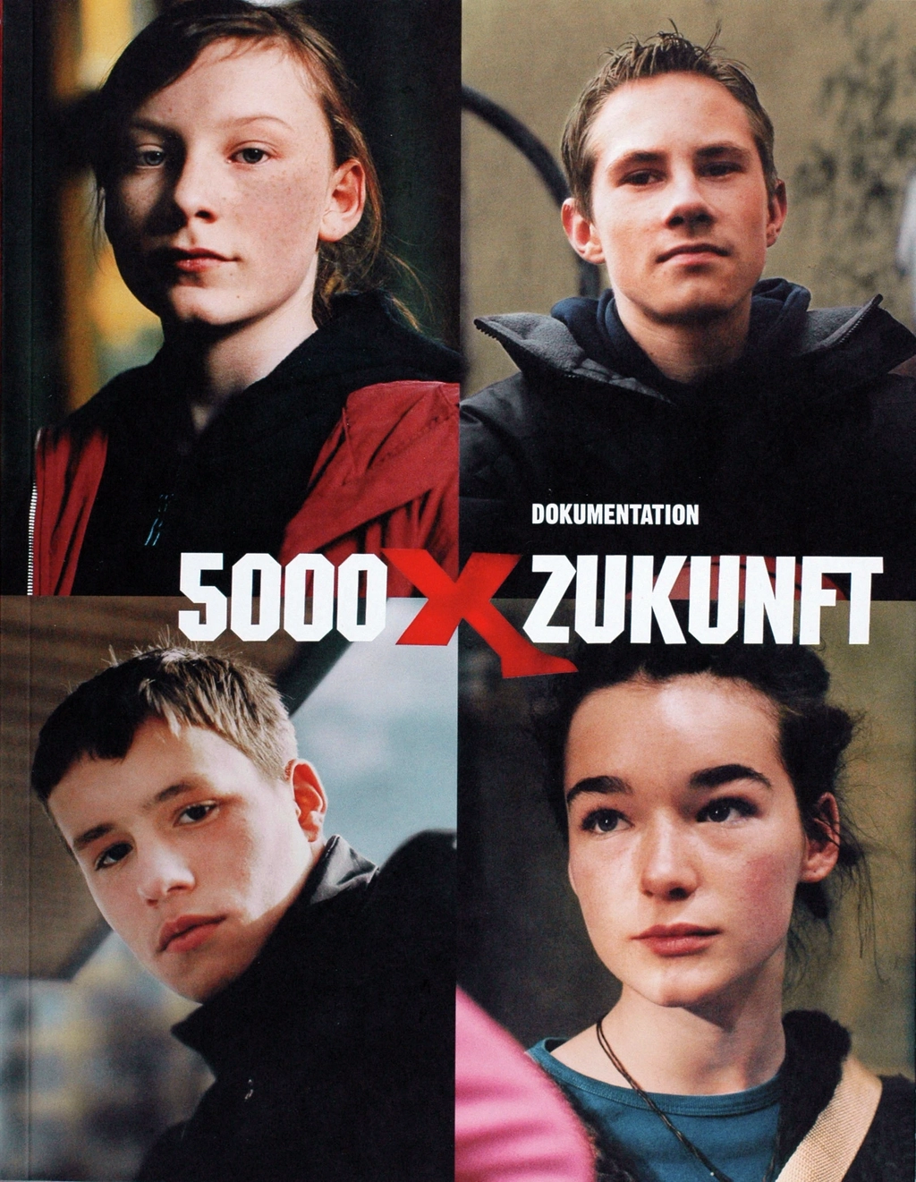 Collage aus vier Portraitfotos von Jugendlichen. Über den Bildern ist der Schriftzug 5000 x Zukunft zu lesen.