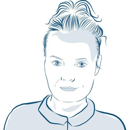 Zeichnung einer jüngeren Frau mit hochgestecktem Haar