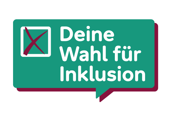 Eine Sprechblase mit der Aufschrift: Deine Wahl für Inklusion.