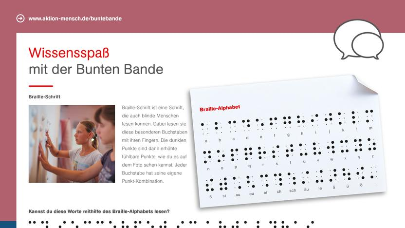 Arbeitsblatt "Braille-Schrift"