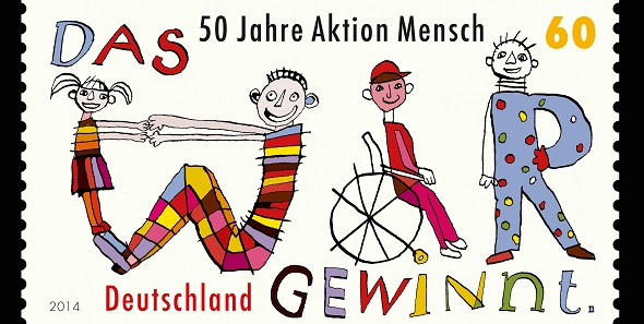 50 Jahre Aktion Mensch jubiläumsbriefmarke