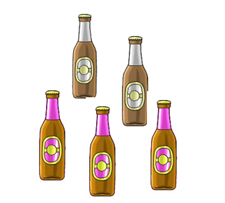 fünf Bierflaschen