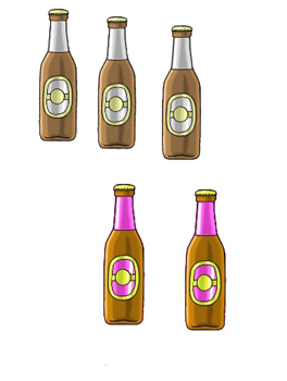 sechs Bierflaschen