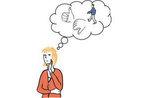 Frau mit Denkblase