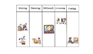 Wochenplan mit Freizeitaktivitäten