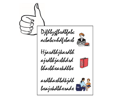 Text in leichter Sprache und daneben ein erhobener Daumen