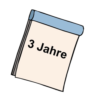 Kalender mit der Aufschrift 3 Jahre