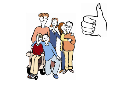 Kinder und Daumen hoch