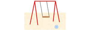 Schaukel und ein Ball auf einem Spielplatz