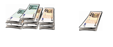 ein großer und ein kleiner Geldstapel