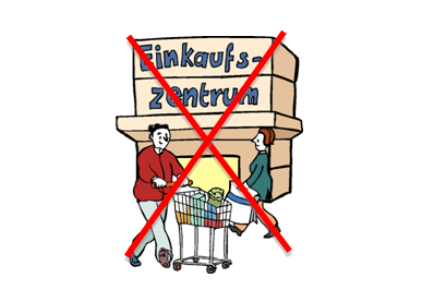 Einkaufszentrum durchgestrichen