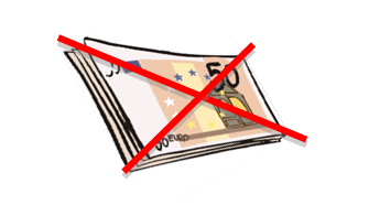 Stapel 50 Euro Geldscheine rot durchgestrichen