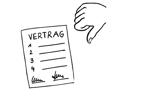 Vertrag und Daumen nach unten