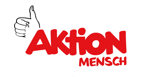 Logo der Aktion Mensch und hochgereckter Daumen