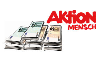 Geldstapel und das Aktion Mensch Logo