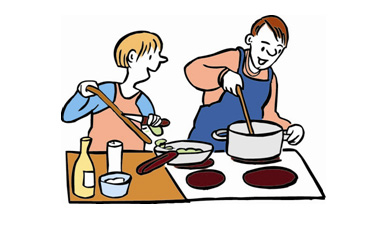 Mann und Frau kochen gemeinsam