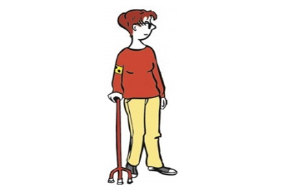 Blinde Frau mit Stock