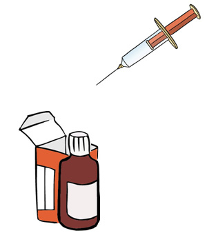 Spritze und Medikamentenflasche