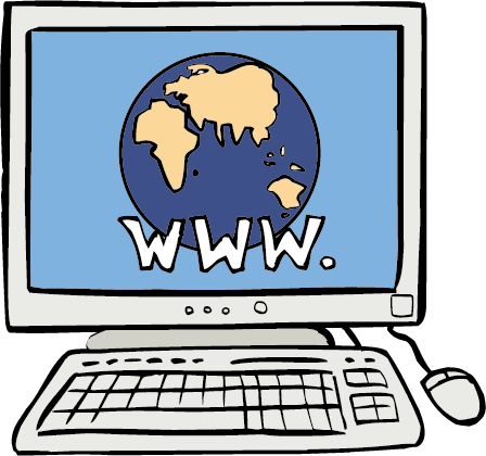 Computerbildschirm, der eine Weltkugel und www anzeigt