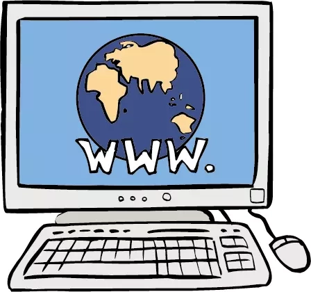 Computerbildschirm, der eine Weltkugel und www anzeigt