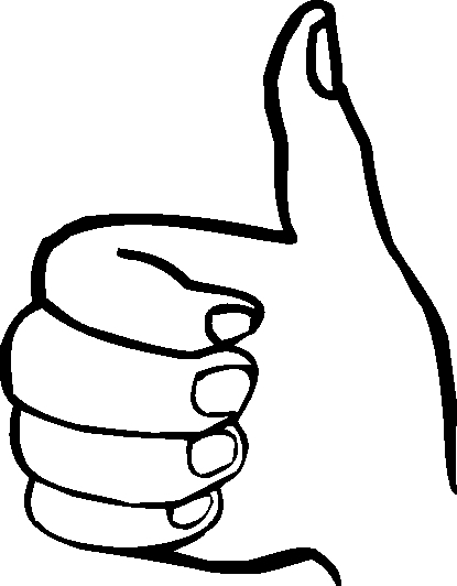 Hand mit hochgestrecktem Daumen