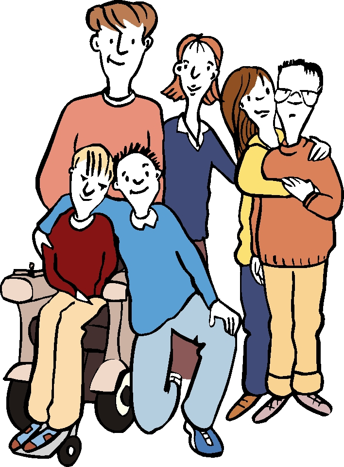 viele Kinder, eines davon sitzt im Rollstuhl