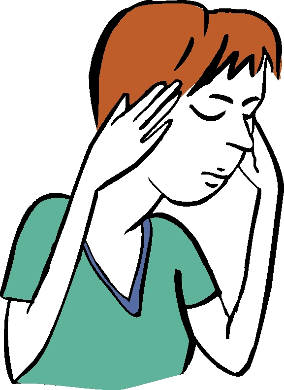 Frau fasst sich mit beiden Händen an die Schläfen