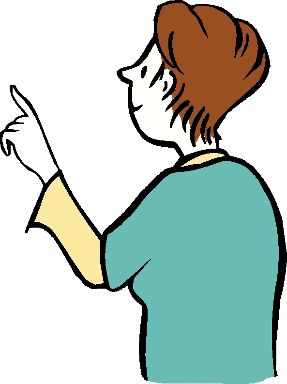 Frau zeigt mit dem Zeigefinger