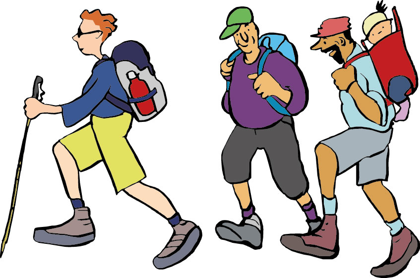 wandernde Männer mit Rucksäcken