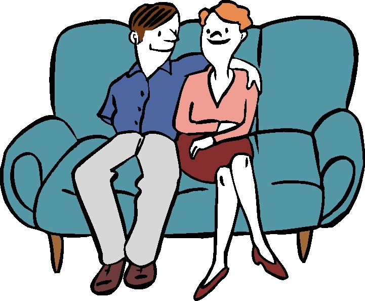 Paar sitzt auf einem Sofa