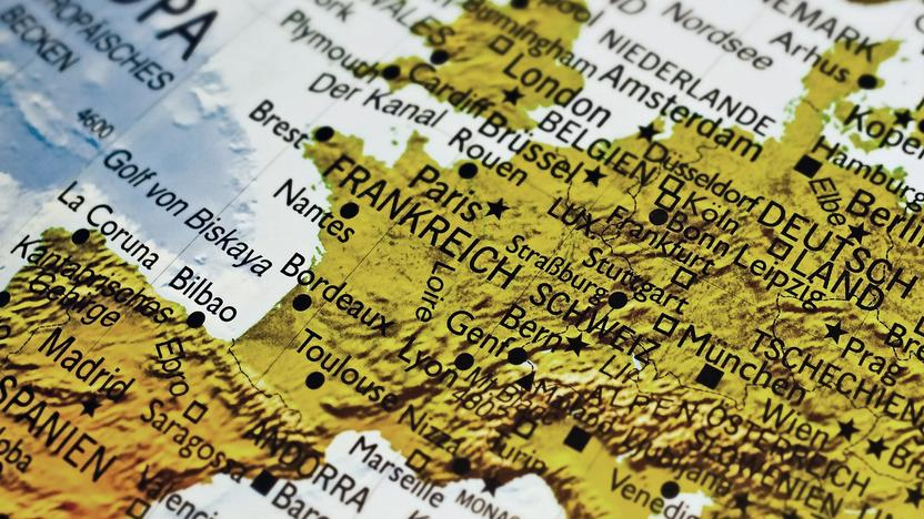 Ein Ausschnitt aus einer Europa-Karte.