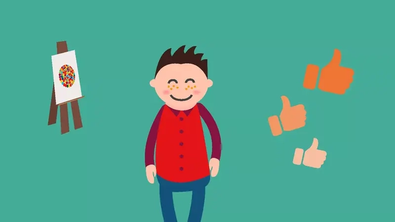 Eine Grafik mit einem Inklumoji vor türkisfarbenem Hintergrund.