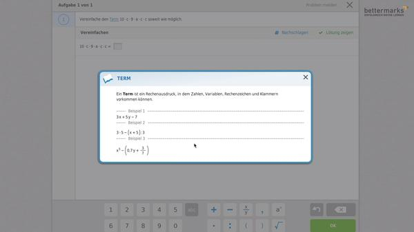 Screenshot der Software Bettermarks