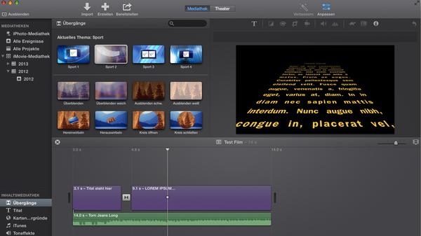 Screenshot der Software iMovie