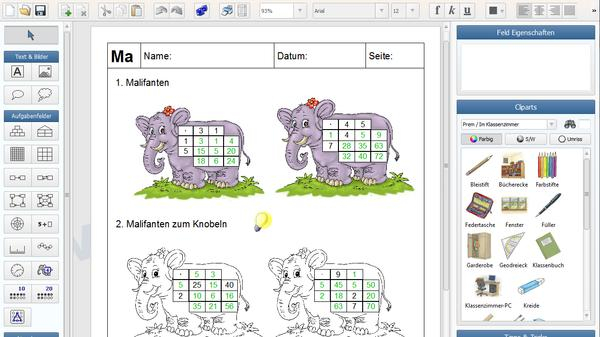 Screenshot der Software Worksheet-Crafter