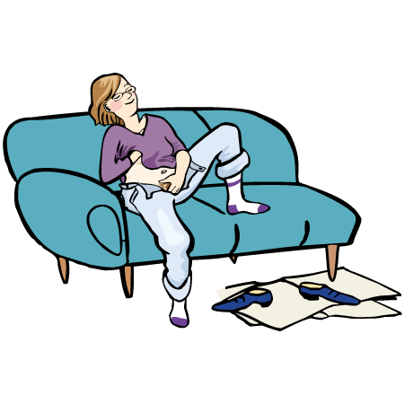 Illustration: eine Frau sitzt auf einem Sofa und befriedigt sich selbst.