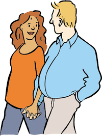 Illustration: Mann und Frau händchenhaltend