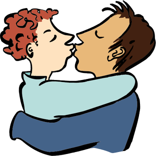 Illustration: Mann und Frau küssen sich
