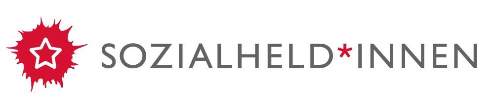 Rotes Logo mit Stern und Schriftzug "Sozialheld*innen"