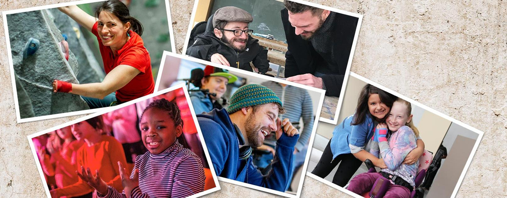 Collage mit Fotos von Menschen mit und ohne Behinderung