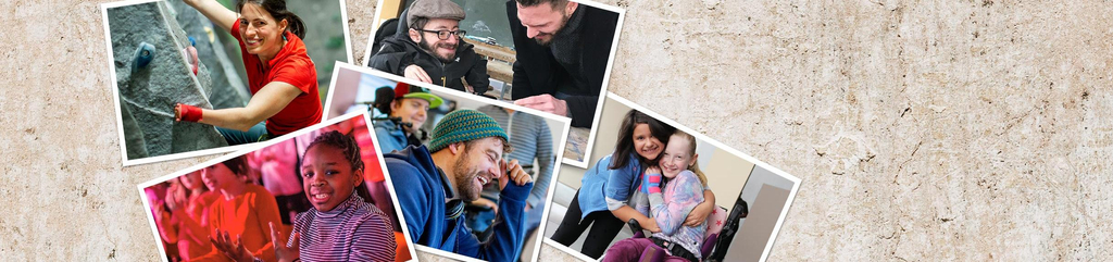 Collage mit Fotos von Menschen mit und ohne Behinderung
