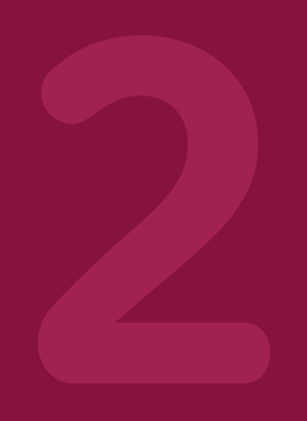 Die Ziffer 2 auf bordeauxrotem Hintergrund.