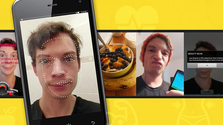 Collage aus mehreren Handybildern, auf denen ein junger Mann in Großaufnahme zu sehen ist.