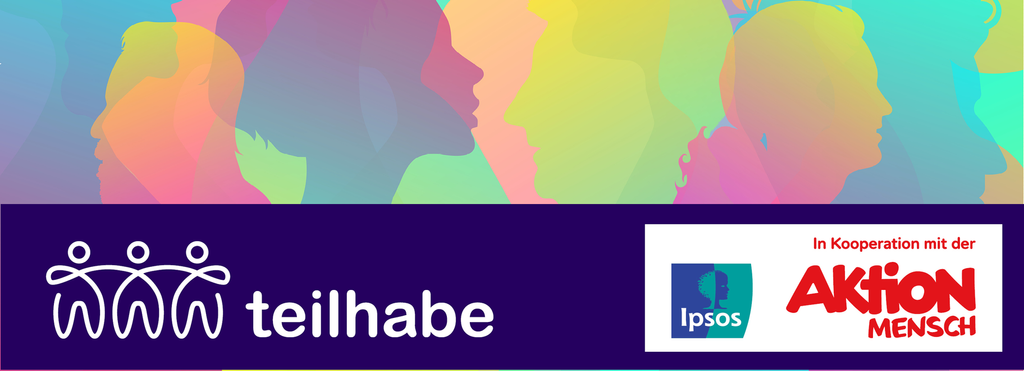 Visual des Teilhabe-Community-Panels mit den Logos von Ipsos und der Aktion MenschLogo